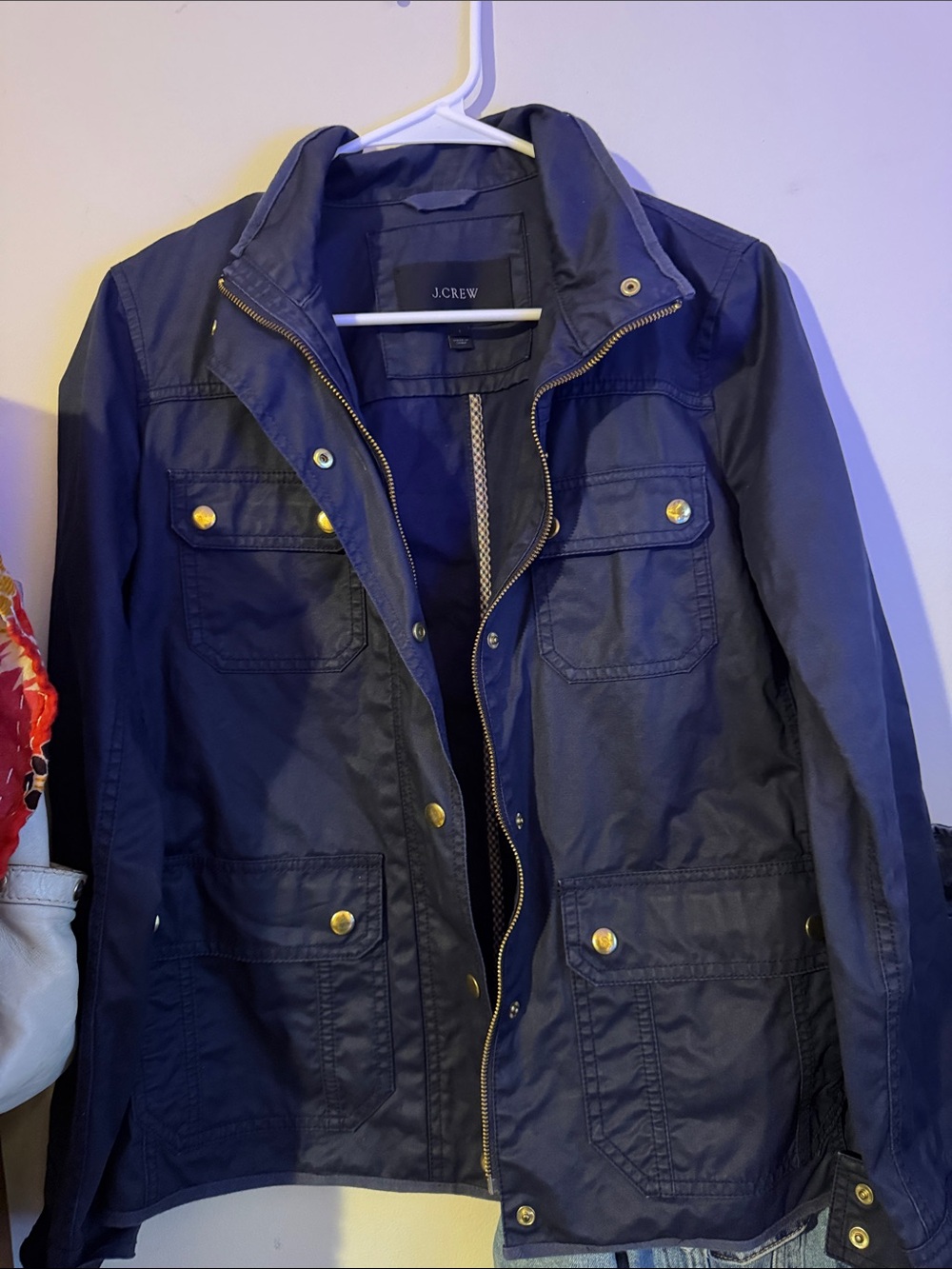 J. Crew Navy Utility Jacket with Gold-Tone Hardware